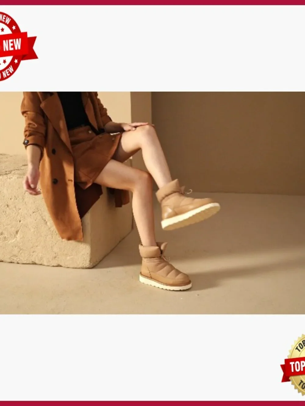 Snow Boots for Women, Platform Anti-Slip Winter Ankle Booties, Comfort Wool